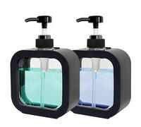 Dispenser Sapone, 2 Pezzi Distributore di gel Doccia, 300 ml Flaconi Dispenser per Bagno, Dispenser Bottiglie a Pompa in Plastica Trasparente, Distributore di Shampoo e Balsamo Ricaricabile(Nero)