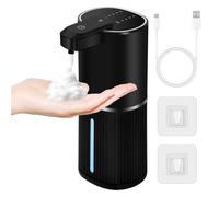 Dispenser Sapone Automatico,380 ml Impermeabile IPX5 Dispenser di Sapone Liquido USB Ricaricabile,4 Livelli Regolabili Dosatore Sapone Schiuma da Parete per Bagno Hotel Cucina (Schiuma,Nero)