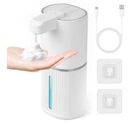 Dispenser Sapone Automatico,380 ml Impermeabile IPX5 Dispenser di Sapone Liquido USB Ricaricabile,4 Livelli Regolabili Dosatore Sapone Schiuma da Parete per Bagno Hotel Cucina (Schiuma,Bianco)