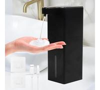 Dispenser Sapone Automatico, 400ml Dosatore Sapone Bagno con Sensore a Infrarossi (0.25s), Ricaricabile USB & Montaggio a Parete Senza Fori, Distributore Schiuma Adatto per Cucina(Nero)