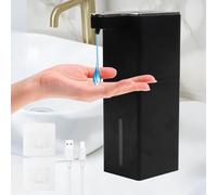 Dispenser Sapone Automatico, 400ml Dosatore Sapone Bagno con Sensore a Infrarossi (0.25s), Ricaricabile USB & Montaggio a Parete Senza Fori, Distributore Liquido Adatto per Cucina(Nero)