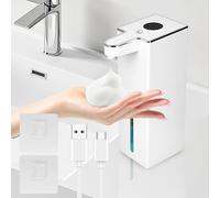Dispenser Sapone Automatico, 420 ML Schiuma Dispensers Sapone Bagno Montaggio a Parete Dispenser Sapone 1800mAh Dispenser Sapones Automatico con Sensore Ricarica USB Ricaricabile 4 Livelli di Marcia