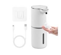 Dispenser Sapone Automatico Elettrico, 380ml Dosatore Sapone Schiuma con Sensore, Erogatore Schiuma Muro, Distributore di Sapone 4 Livellii USB Ricaricabile, Impermeabile IPX5 Cucina Doccia (Bianco)