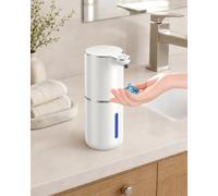 Dispenser Sapone Automatico per Liquido, Senza Contatto, Bianco Perla | 380 ml, 4 livelli, 1200 mAh, USB-C, fino a 3 mesi, IPX5, montaggio a parete senza forare, per bagno e cucina