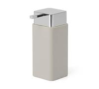 Dispenser Sapone Bagno 15x6 Cm In Plastica Beige E Cromo, Dosasapone Da Appoggio Con Erogatore Cromato E Contenitore Estraibile - Linea Star