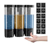 Dispenser Sapone Bagno Senza Foratura, Dispenser di Sapone Manuale, 3 Camere Dispenser Sapone Muro 300 Ml, Dispenser Sapone a Parete, Dispenser per Sapone Liquido, Dispenser Doccia per Casa (Black)