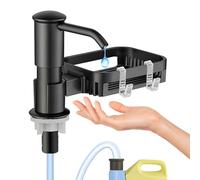 Dispenser sapone cucina, dosatore sapone cucina per piatti con porta spugna, testa pompa girevole a 360° con tubo di prolunga da 1m, dispenser sapone con buona forza di aspirazione