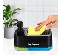 Dispenser Sapone Cucina，porta sapone bagno per lavello, per pompa con porta spugna, Dispenser di detersivo ricaricabile