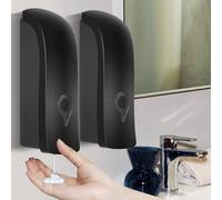 Dispenser Sapone da Muro 2 Pezzi, Dispenser Sapone Parete 300 ml, Dispenser Sapone Bagno a Muro Non è Richiesta Alcuna Perforazione o Installazione di Viti per Cucina Bagno Hotel, Nero