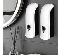 Dispenser Sapone da Muro 2 Pezzi, Dispenser Sapone Parete 300 ml, Dispenser Sapone Bagno a Muro Non è Richiesta Alcuna Perforazione o Installazione di Viti, Bianco