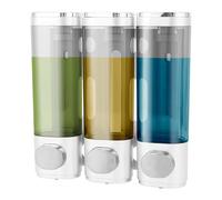 Dispenser Sapone da Muro 3 Pezzi, Dispenser Sapone Parete 300 ml, Dispenser Sapone Bagno a Muro Non è Richiesta Alcuna Perforazione o Installazione di Viti, Bianco