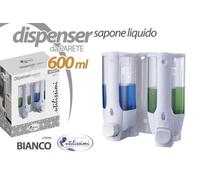 Dispenser sapone da parete doppio 600 ml colore bianco