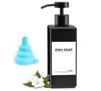 Dispenser Sapone Doccia Nero 350ml Dispenser Sapone Bagno Liquido Vetro Quadrato Dispenser Doccia Shampoo e Bagnoschiuma con Testa di Pompa in Acciaio Inox per Bagno, Cucina