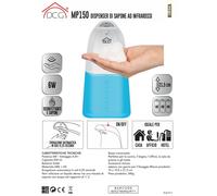 Dispenser Sapone e Gel Automatico Infrarossi 250ml Sensore No-Touch Casa Ufficio