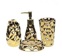 Dispenser Sapone Electroplating Golden Silver in ceramica Bagno in quattro pezzi Set di semplice lusso moderno bagno moderno articoli da toeletta decorazione della stanza Distributore di liquidi(A)