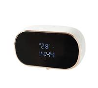 Dispenser Sapone Schiuma Automatico da Parete Senza Foratura, Sensori Infrarossi, Display Fullscreen Con Orario e Temperatura, Ricarica USB, 3 Livelli di Erogazione (BIANCO)