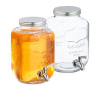Dispenser Vetro Distributore Bevande 4 L Acqua Erogatore Rubinetto Acciaio Set 2