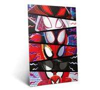 Displate Poster in metallo Marvel - Into the Spider-Verse - Spider-Man Superhero Eyes Stack - Decorazione da parete per soggiorno, metallo, 32 x 45 cm