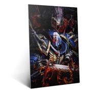 Displate Poster ufficiale Warhammer in metallo, fissaggio magnetico, con licenza, immagini di alta qualità Warhammer 40,000: Space Marine 2, poster Purge the Swarm 45 cm x 32 cm