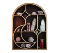 Display a decorativo Mondregaling in legno, organizzatore di pareti ispirato a boho | Scaffale di stoccaggio della luna di funghi estetici per cristalli, arredamento gegal sospeso per camere
