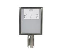 SECURIT - Porta Poster per Sistema Barriera Budget - Per Bar, Ristoranti, Pub, Negozi - Formato A4 - Doppia Faccia - Acciaio Inox Spazzolato - Finitura Cromata