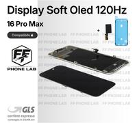 DISPLAY APPLE IPHONE 16 PRO MAX SOFT OLED 120HZ PARI ORIGINALE SCHERMO + ADESIVO
