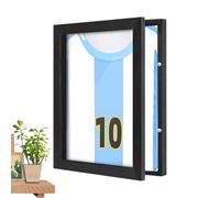 Display con cornice per magliette da calcio, scatola per profonde, cornice per magliette in legno nero, vetrina montabile a parete per maglie, cimeli sportivi