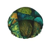Display della foresta pluviale tropicale La grande cuffia da doccia a doppio strato impedisce ai capelli di aggrovigliarsi durante la doccia e la cura della pelle.
