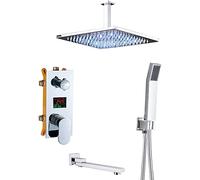 Display della temperatura del sistema doccia Set di rubinetti per doccia a scomparsa Sistema di soffione a pioggia cromato con doccetta e soffione a pioggia a LED Tecnologia avanzata di iniezione