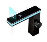 Display digitale Bathroom Black Rubinetto con sensore Basin Mixer Tap LED Brass Water Sink Crane Hot Cold Intelligent Tools (nero)