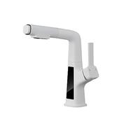Display digitale della temperatura Rubinetto del bagno Rubinetto intelligente Rubinetti for lavabo in ottone Acqua calda fredda Estrarre il sollevamento for il lavandino del bagno(White)
