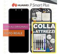 DISPLAY HUAWEI P SMART PLUS INE-LX1 LX2 SCHERMO FRAME NERO LCD VETRO +COLLAeKIT