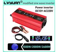 Display LCD Convertitore di potenza 1500W/2000W/2600W Inversor per auto DC12V a AC220V Convertitore di tensione presa UE