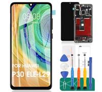 Display LCD OLED per Huawei P30 per Huawei P30 Sostituzione dello schermo per Huawei P30 Touch Screen ELE-L29 Digitalizzatore con telaio (nero, supporta il riconoscimento delle impronte digitali)