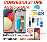 DISPLAY LCD ORIGINALE FRAME SAMSUNG GALAXY A02S SM-A025F TOUCH SCREEN VETRO NERO