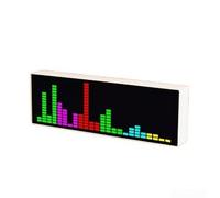 Display musicale a LED, luce ritmica attivata dalla voce con 384 LED, orologio elettronico da tavolo USB, barra reattiva del suono RGB, visualizzazione audio per altoparlanti, regolabile (bianco)