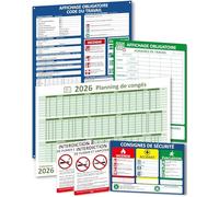 Display obbligatorio Azienda 2026 Pannelli in PVC resistenti con elementi di fissaggio inclusi - Orari di Lavoro, Istruzioni di Sicurezza, Codice del Lavoro, Pianificazione delle Ferie
