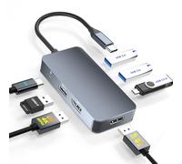 Display port Splitter per doppio monitor, doppia porta USB C Docking Station per laptop Dell/HP/Mac, docking station 7 IN 1 4K a 60Hz Dual Monitor con USB3.0/USB-C Dati/100W PD, Displayport MST Hub
