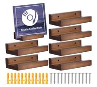 -Display Rack - 6 supporti per album in legno rustico, da 15 cm, montaggio a parete, in vinile, facile da installare, organizer per la casa moderna per gli appassionati di musica, supporto per file
