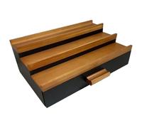 Display Riser Stand - Display Stand - Perfume Organizer | 3 Tier Wooden Perfume Stand With Drawer | Vanity Shelf Bathroom Organizer For Cologne, Beard Oil, Shaving Lotion, Watches, Sunglasses