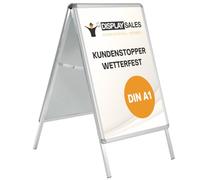DISPLAY SALES - Cavalletto pubblicitario A1 da esterno in alluminio argento | Cornice a scatto con profilo da 32 mm e angoli arrotondati | Totem pubblicitario resistente alle intemperie