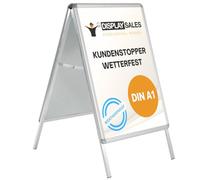 DISPLAY SALES - cavalletto pubblicitario A1 resistente alle intemperie | Cavalletto pubblicitario con profilo da 32 mm per manifesti DIN A1 | totem pubblicitario con fori per il drenaggio dell'acqua