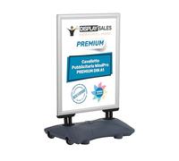 DISPLAY SALES Cavalletto pubblicitario WindPro® PREMIUM | Cartellone pubblicitario OUTDOOR in formato DIN A1 | Supporto per poster A1 in argento | Espositore pubblicitario per 2 poster