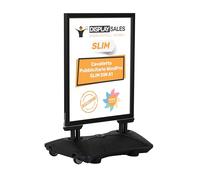 DISPLAY SALES Cavalletto pubblicitario WindPro® SLIM | Cartellone pubblicitario OUTDOOR in formato DIN A1 | Supporto per poster A1 in nero | Espositore pubblicitario per 2 poster
