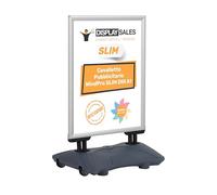 DISPLAY SALES Cavalletto pubblicitario WindPro® SLIM | Cartellone pubblicitario OUTDOOR in formato DIN A1 | Supporto per poster A1 in argento | Espositore pubblicitario per 2 poster