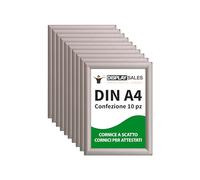 DISPLAY SALES - Cornici a Scatto A4 Argento | Set da 10 Cornici Clip Profilo 25 mm | Porta Poster e Certificati | Ideale per Uffici, Negozi, Ristoranti ed Eventi