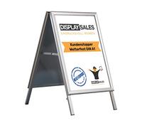 DISPLAY SALES lavagna con cavalletto A1 resistente alle intemperie | lavagna grande con profilo da 32 mm per manifesti DIN A1 | totem pubblicitario con fori per il drenaggio dell'acqua