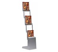 DISPLAY SALES Porta Brochure A4 Argento | Espositore con 5 scomparti in acrilico | Espositore per depliant A4 con borsa da trasporto in nylon | Ideale portadepliant da parete