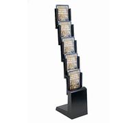 DISPLAY SALES Porta Brochure A4 Nero in Alluminio | Supporto con 5 Scomparti | Portabrochure Pieghevole con Borsa da Trasporto | Ideale per Brochure, Cataloghi e Opuscoli A4