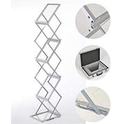DISPLAY SALES - Porta Brochure Pieghevole da Pavimento | Espositore 6x DIN A4 in Alluminio con Custodia da Trasporto | Supporto per Depliant, Volantini, Riviste e Cataloghi